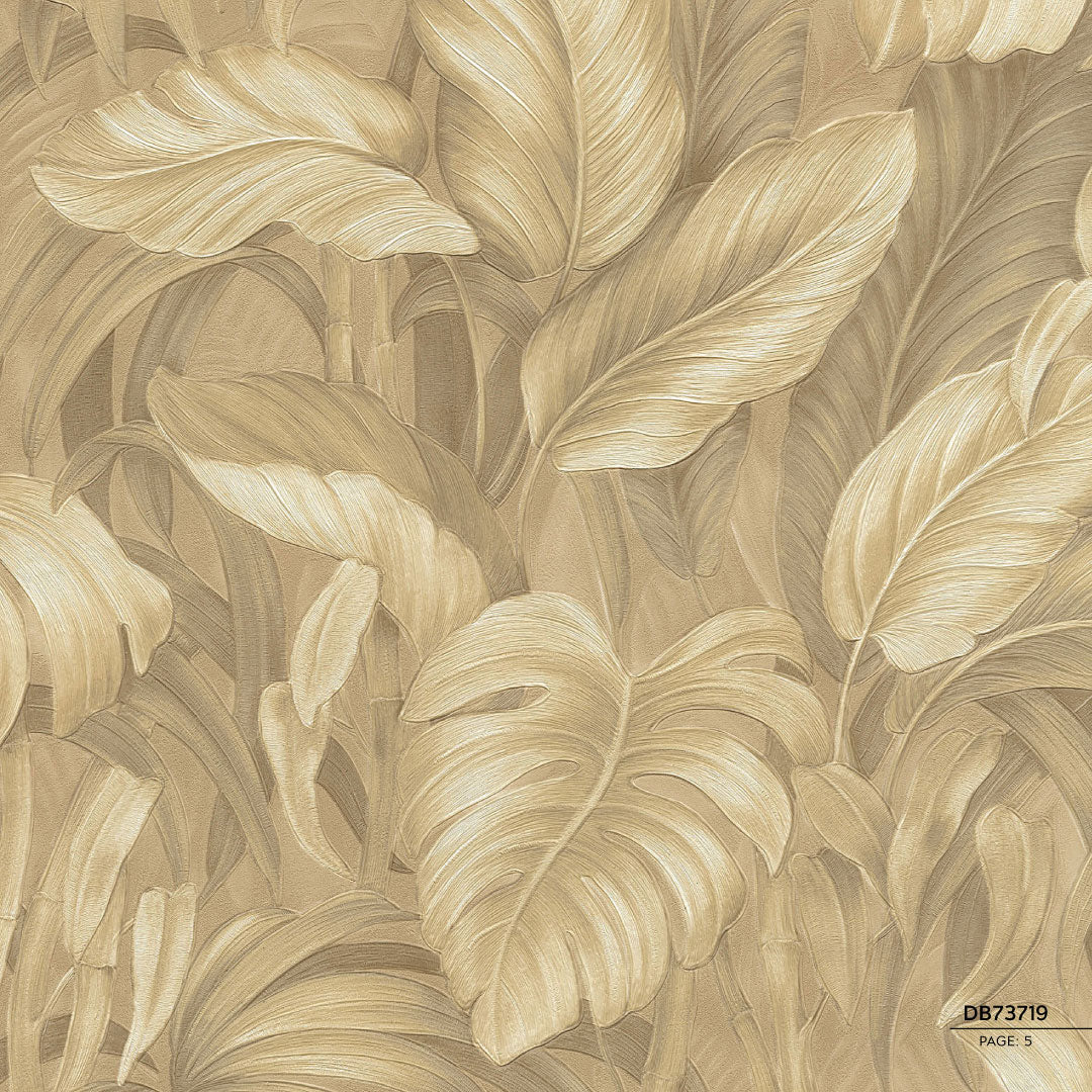 Papel Tapiz Tropical Dorado DB73719 – Colección Voyage de Debora Benvenuti
