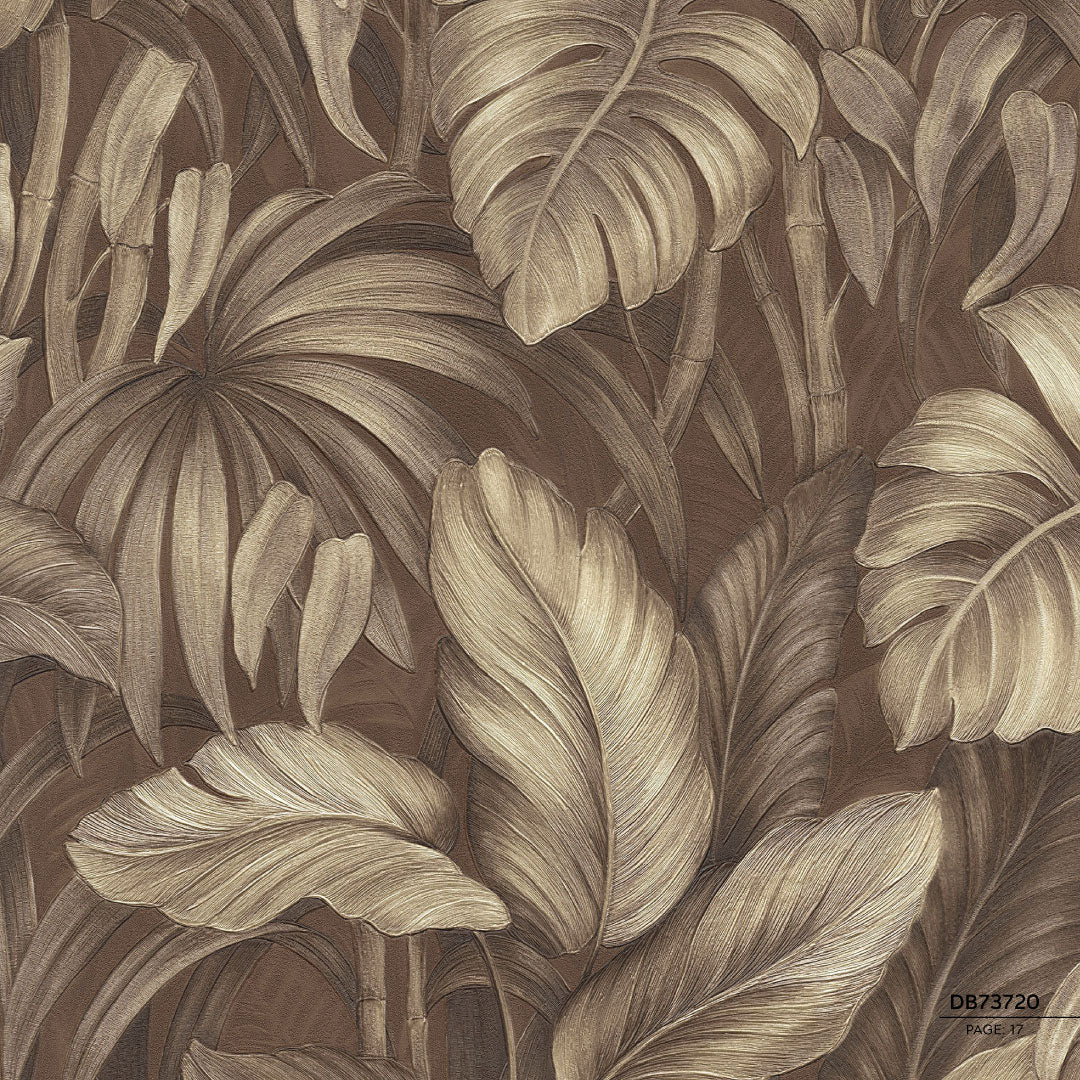 Papel Tapiz Tropical Chocolate DB73720 – Colección Voyage de Debora Benvenuti