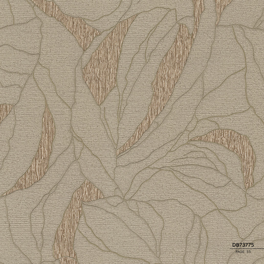 Papel tapiz texturizado con diseño de hojas abstractas en tonos tierra DB73775