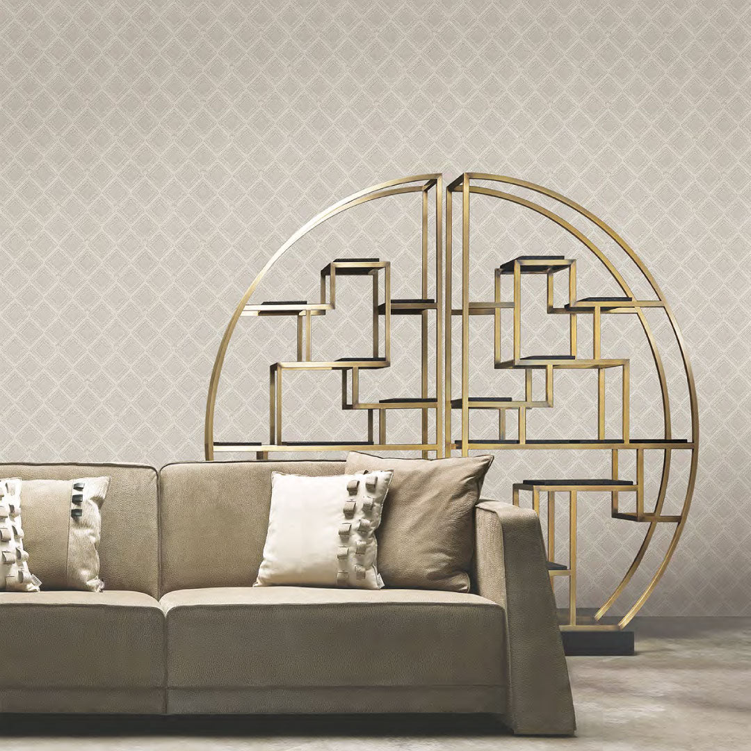 Papel Tapiz Beige con Diseño Geométrico Sutil – Ideal para Salas Modernas