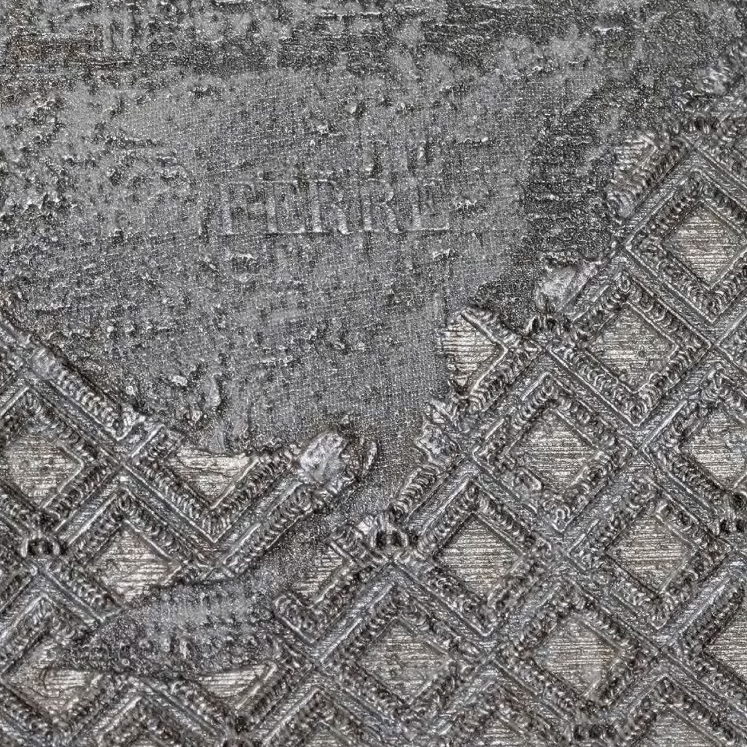 Tela Gris Metálica con Relieve Geométrico – Para Decoración de Lujo o Tapicería