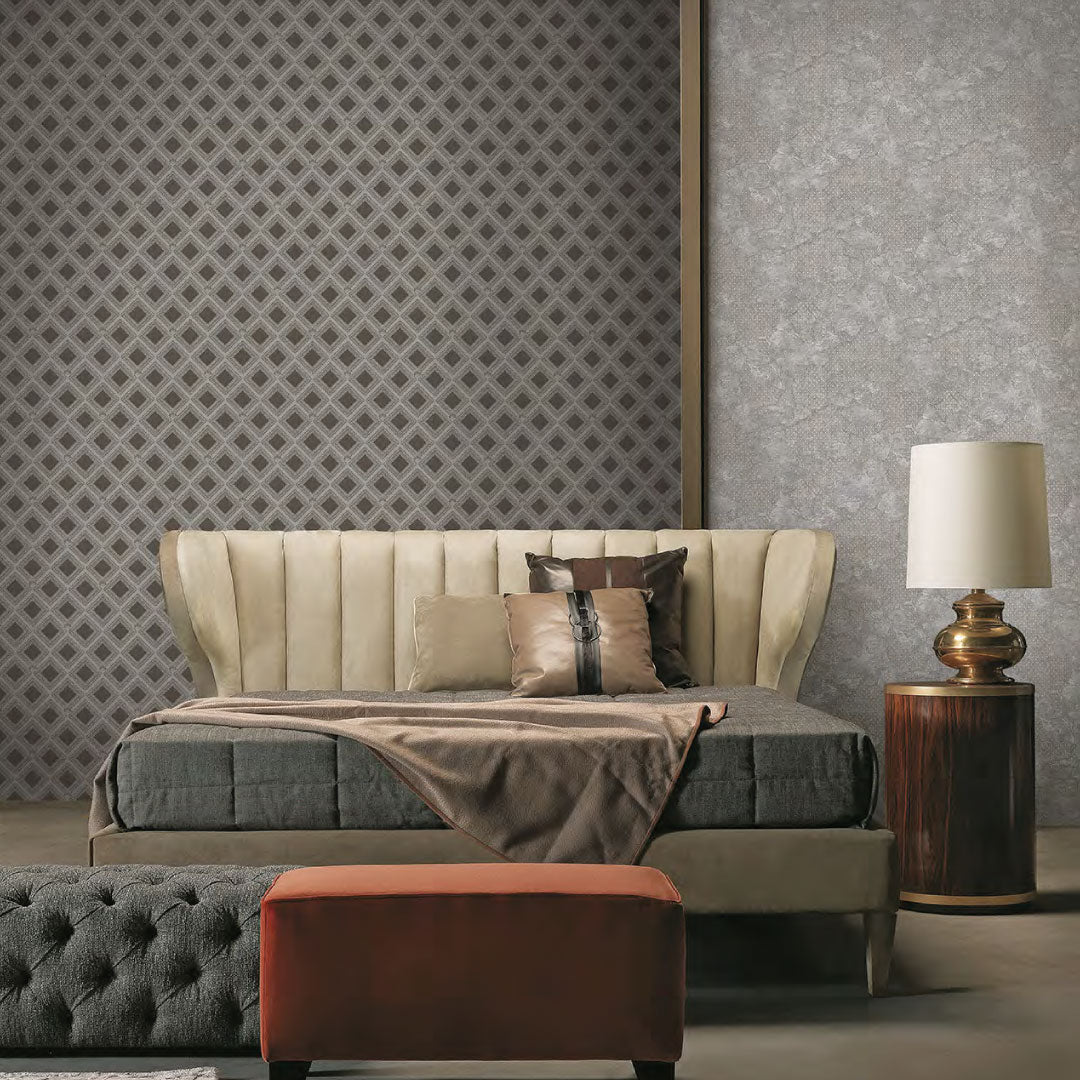 Papel Tapiz Geométrico Moderno en Tonos Gris y Marrón – Estilo Contemporáneo