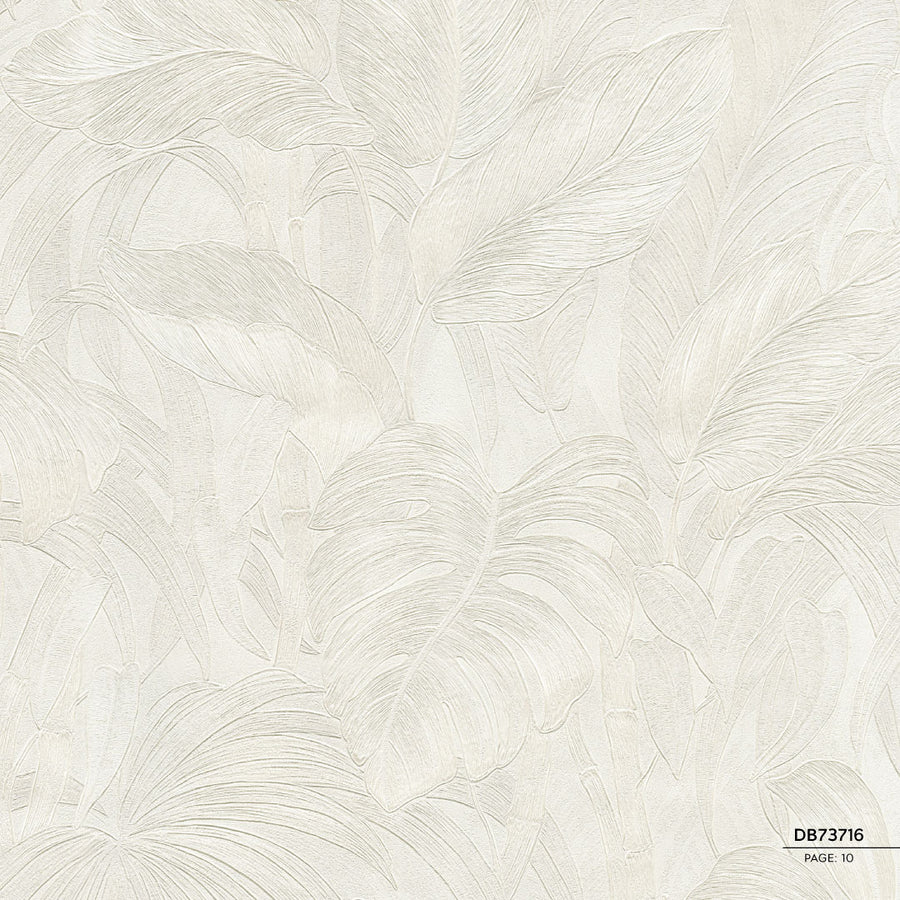Papel Tapiz Tropical en Relieve Blanco – Colección Voyage por Debora Benvenuti