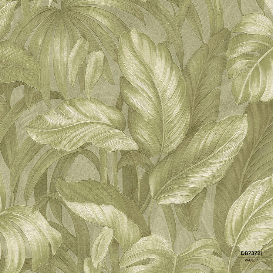 Papel Tapiz Tropical Verde Oliva DB73721 – Colección Voyage de Debora Benvenuti