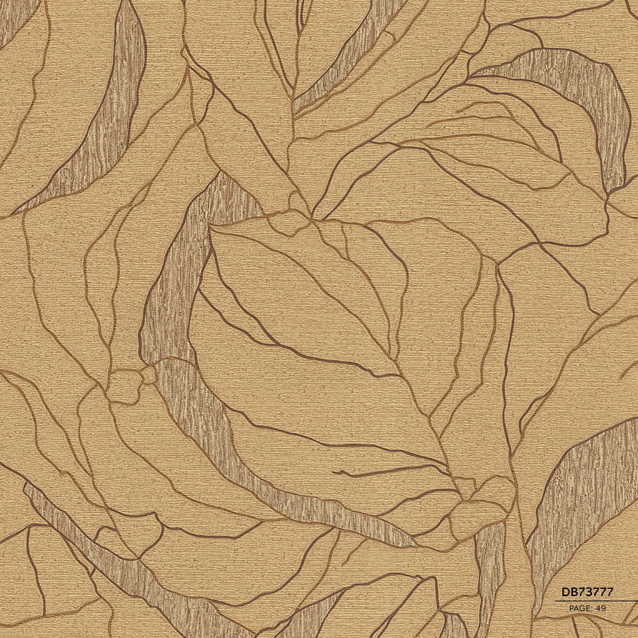 Papel tapiz con diseño botánico en tonos ocre y marrón DB73777