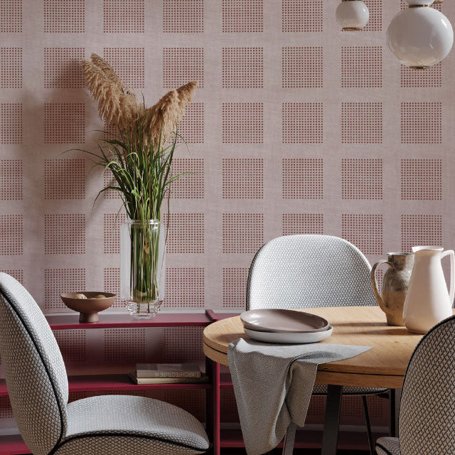Papel Tapiz Rosado con Diseño Geométrico – Colección Jungle Pulse