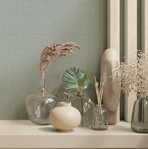 Papel tapiz para interiores Emiliana Liso con Textura Verde 73222