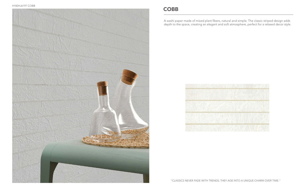 Revestimiento Mural Cobb – Papel Washi de Fibras Vegetales a Rayas | Story of Nature II