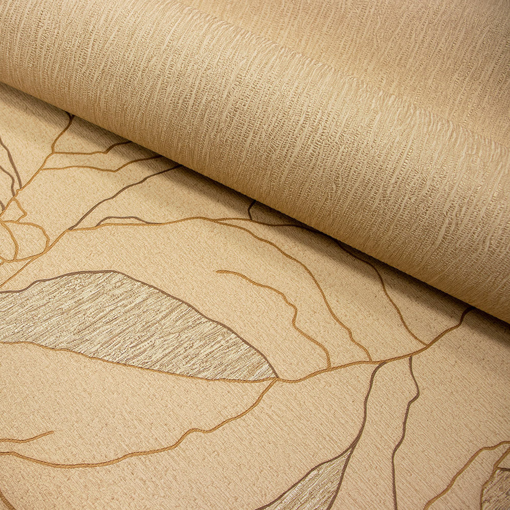Papel tapiz con diseño botánico en tonos ocre y marrón DB73777