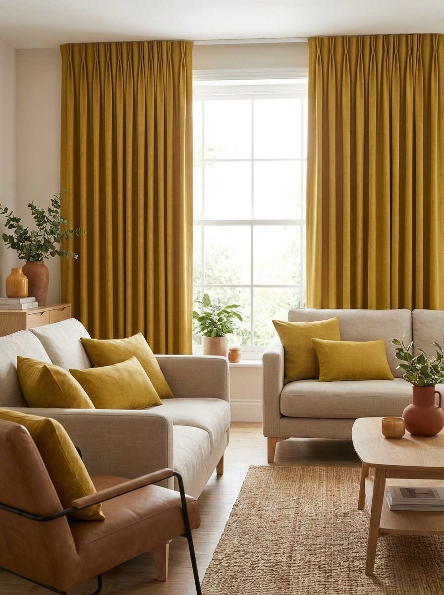 Iceland Ochre - cortinas en ambiente