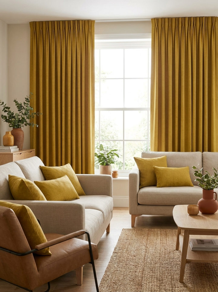 Iceland Ochre - cortinas en ambiente