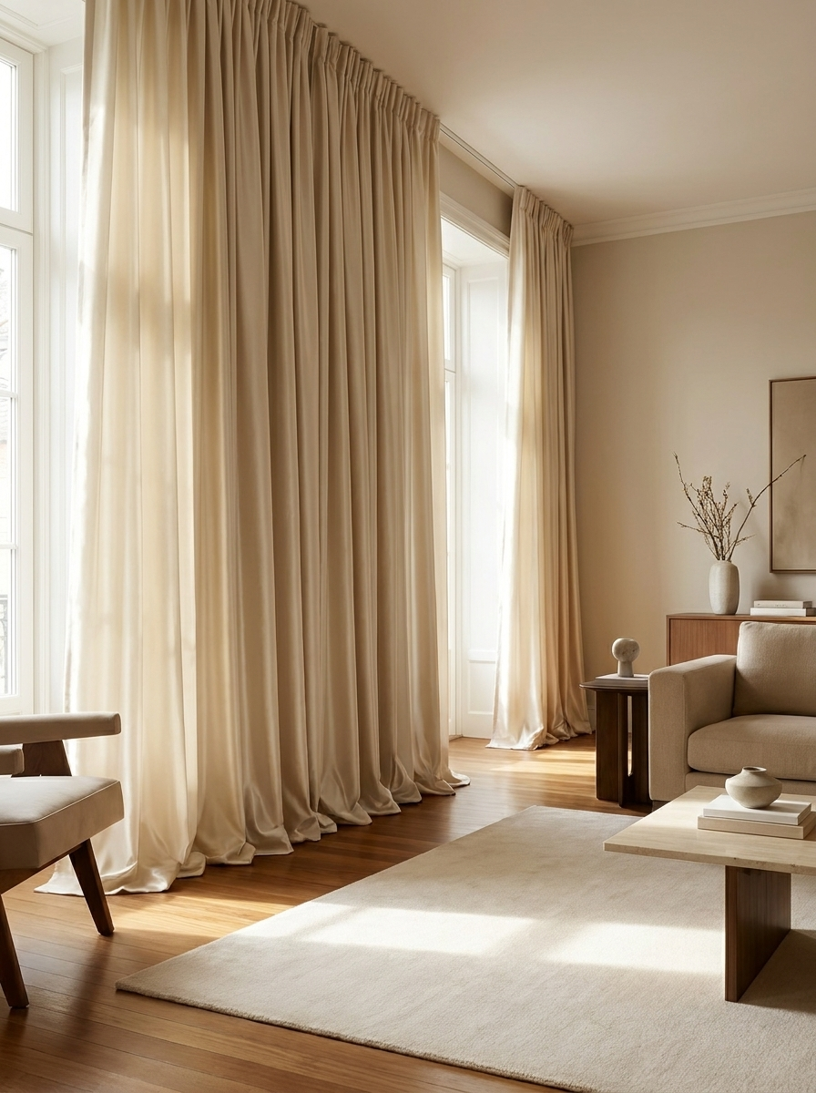 Raffles Ecru - cortinas en ambiente