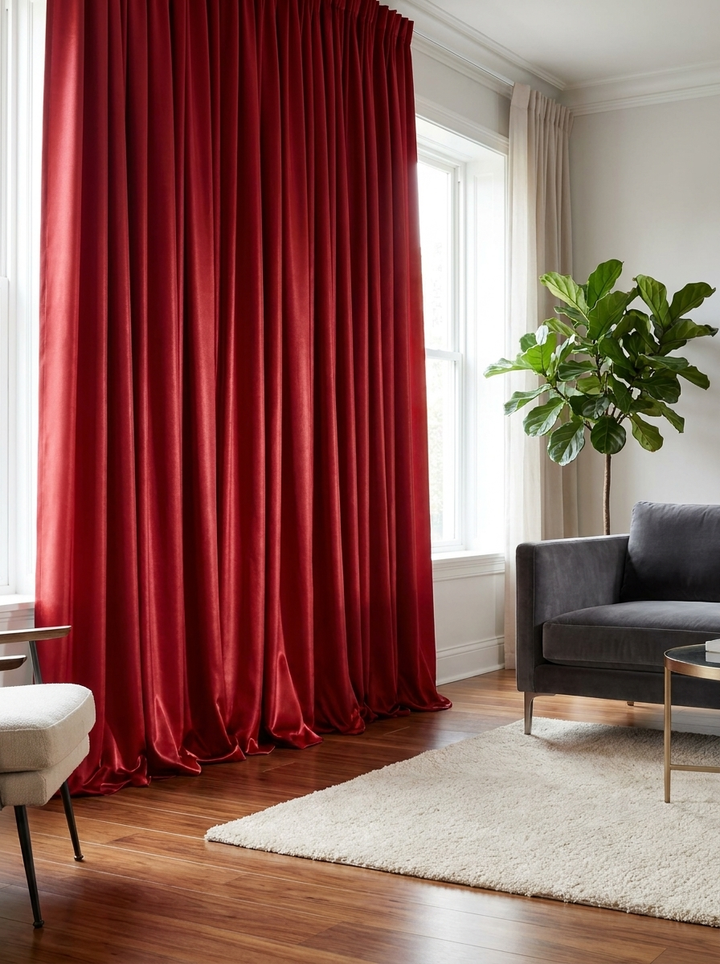 Raffles Scarlet - cortinas en ambiente