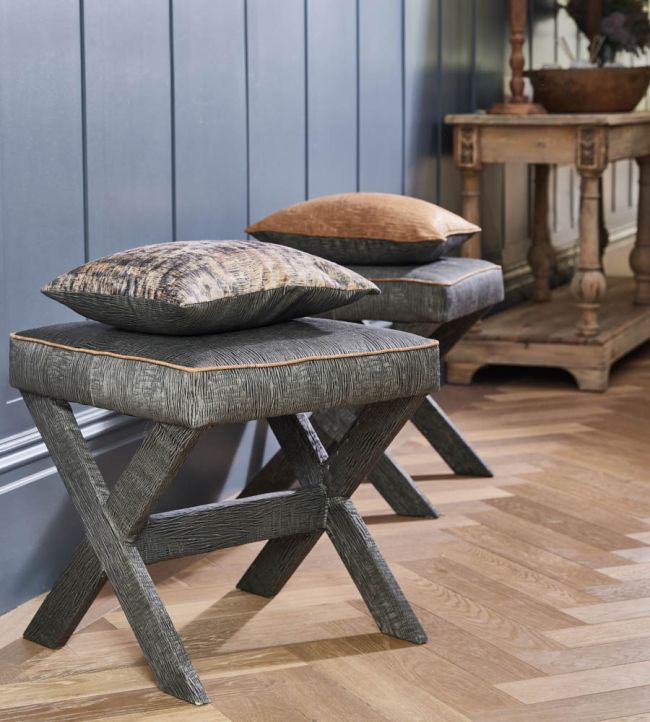 Tela decorativa para tapicería con textura de cesta – Mahali Gold