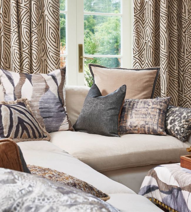 Tela decorativa para cortinas con patrón geométrico rústico – Mala Sienna