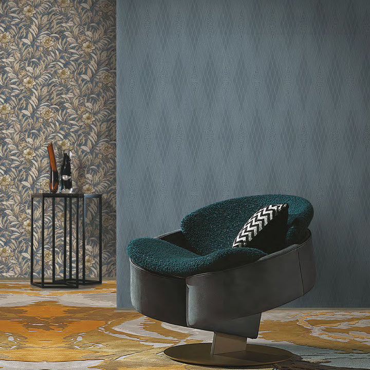 Papel Tapiz Azul con Diseño Geométrico Moderno – Estilo Sofisticado para Paredes Elegantes