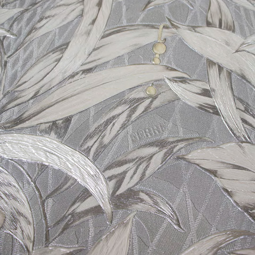 Papel Tapiz Floral Claro para Sala Elegante – Estilo Natural en Tonos Gris Perla y Beige