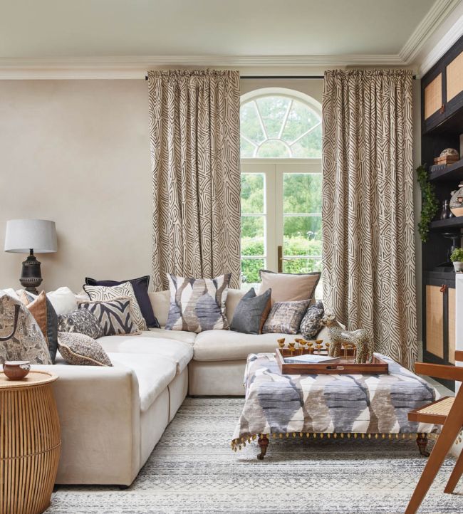 Tela decorativa para cortinas con diseño abstracto de ondas – Rafiki Raven