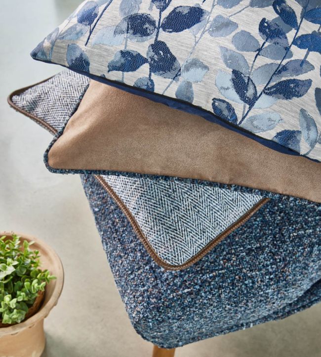 Tela jacquard decorativa con diseño de hojas – Valo Sapphire